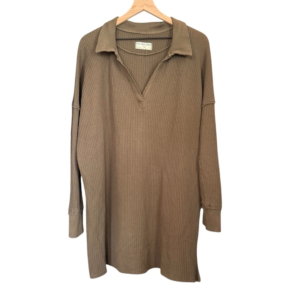 Brand New We The Free Olive Waffle Knit Top